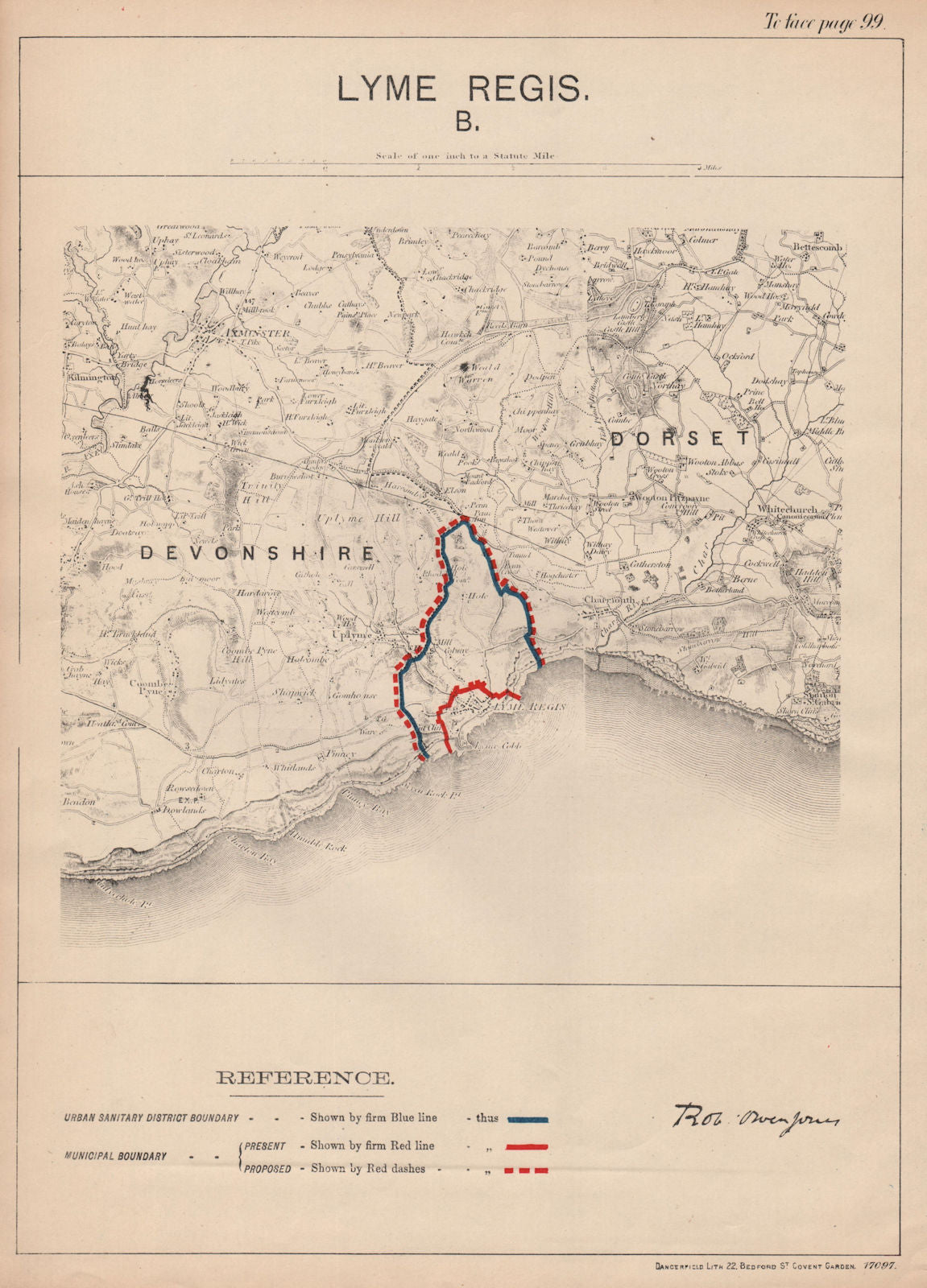Lyme Regis. JONES. PARLIAMENTARY BOUNDARY COMMISSION 1888 old antique map